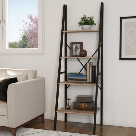 4-Tier Ladder-Style Bookcase, Gray -  HASTINGS HOME, 837541PJL